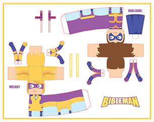 Biblegirl & Melody paper figures sheet
